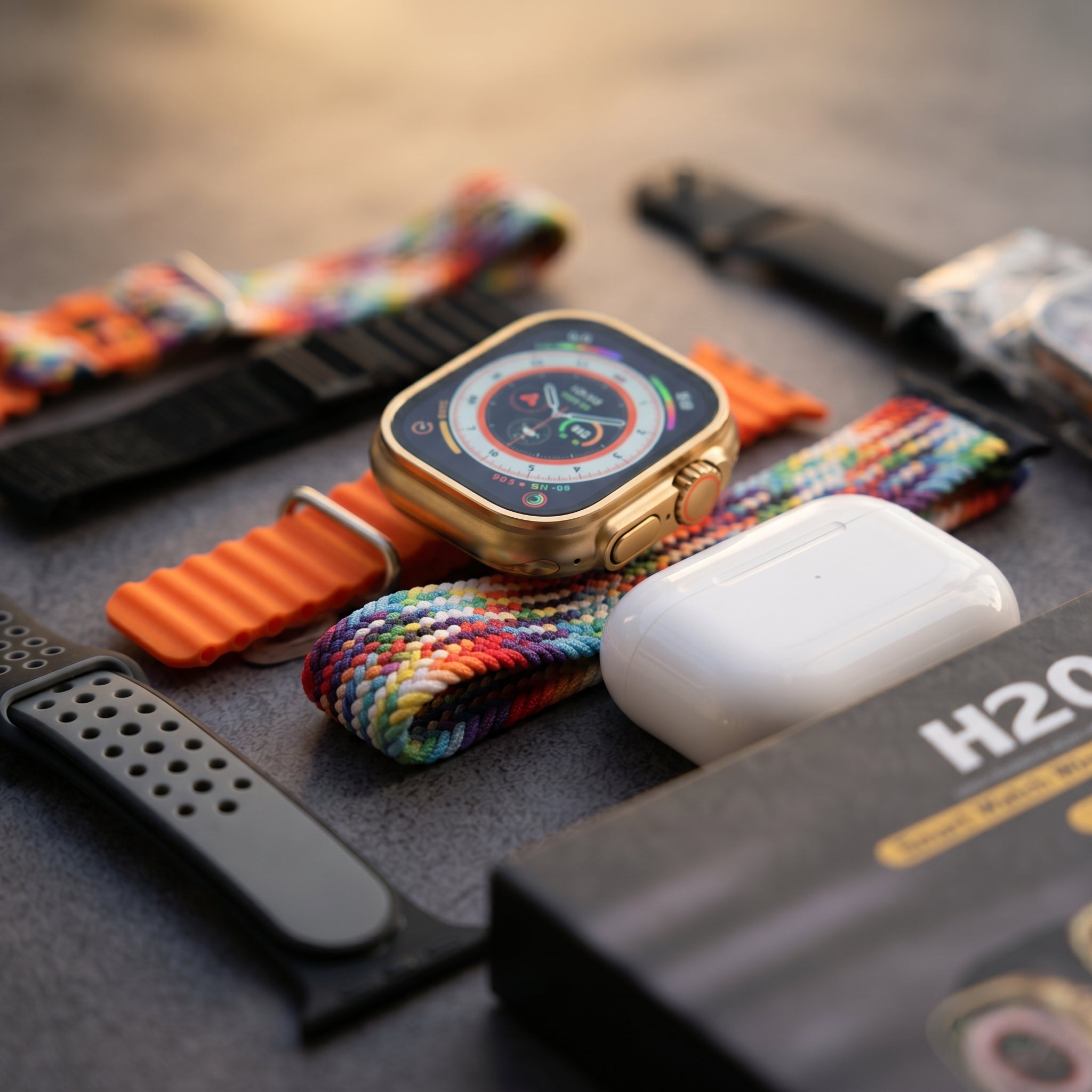 H20 Smart Watch & Wireless Earphone Set - Ultimate 10-in-1 Bundle with 7 Straps (49MM)