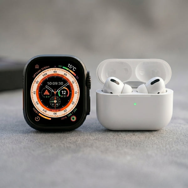 H20 Smart Watch & Wireless Earphone Set - Ultimate 10-in-1 Bundle with 7 Straps (49MM)